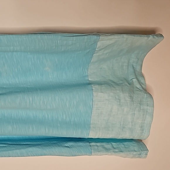 2/$30 Tommy Bahama Arden Flounce Dress Sleeveless Mixed Media Blue Linen - Picture 14 of 14